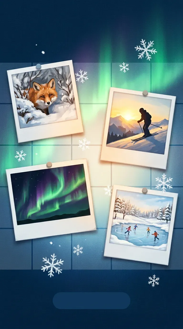 Journal polaroids with aurora