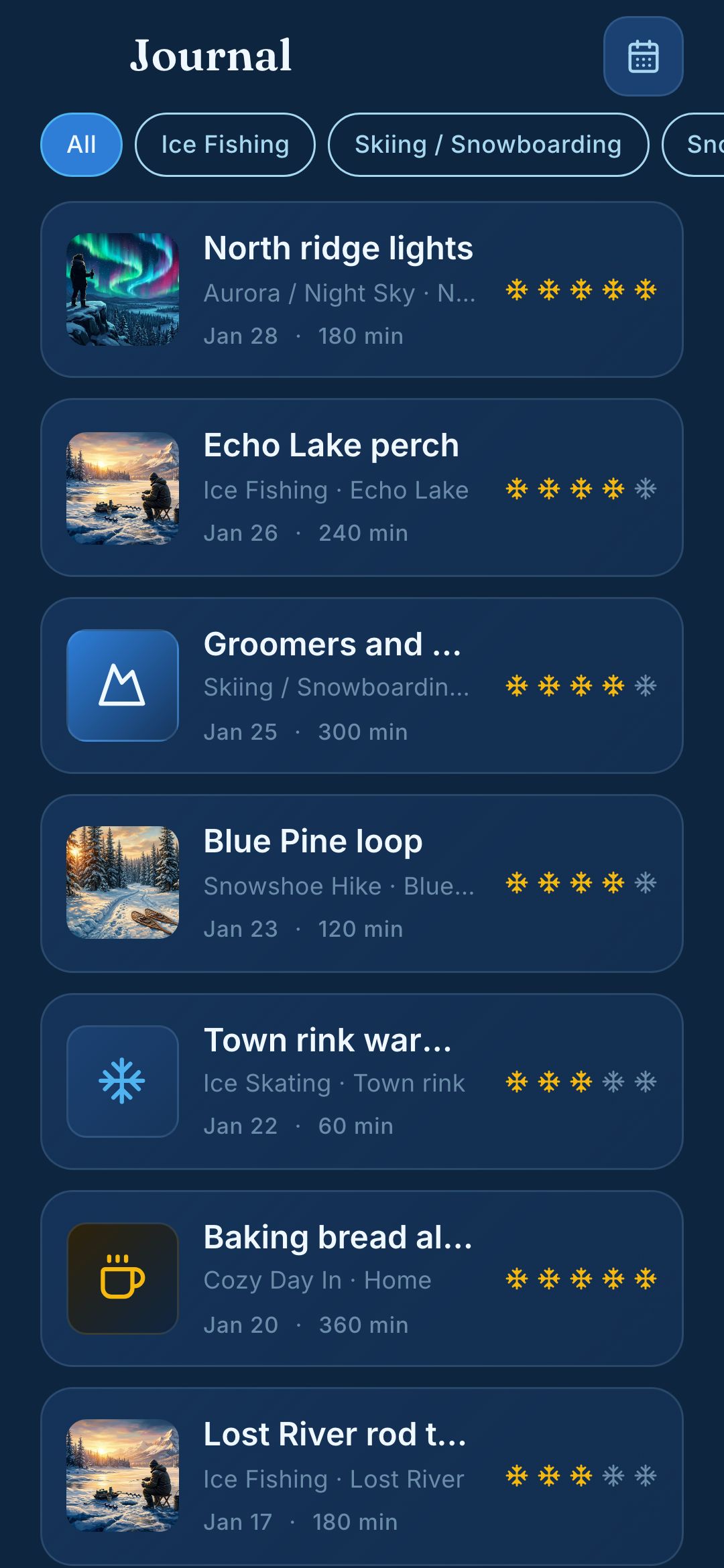 Journal timeline screen