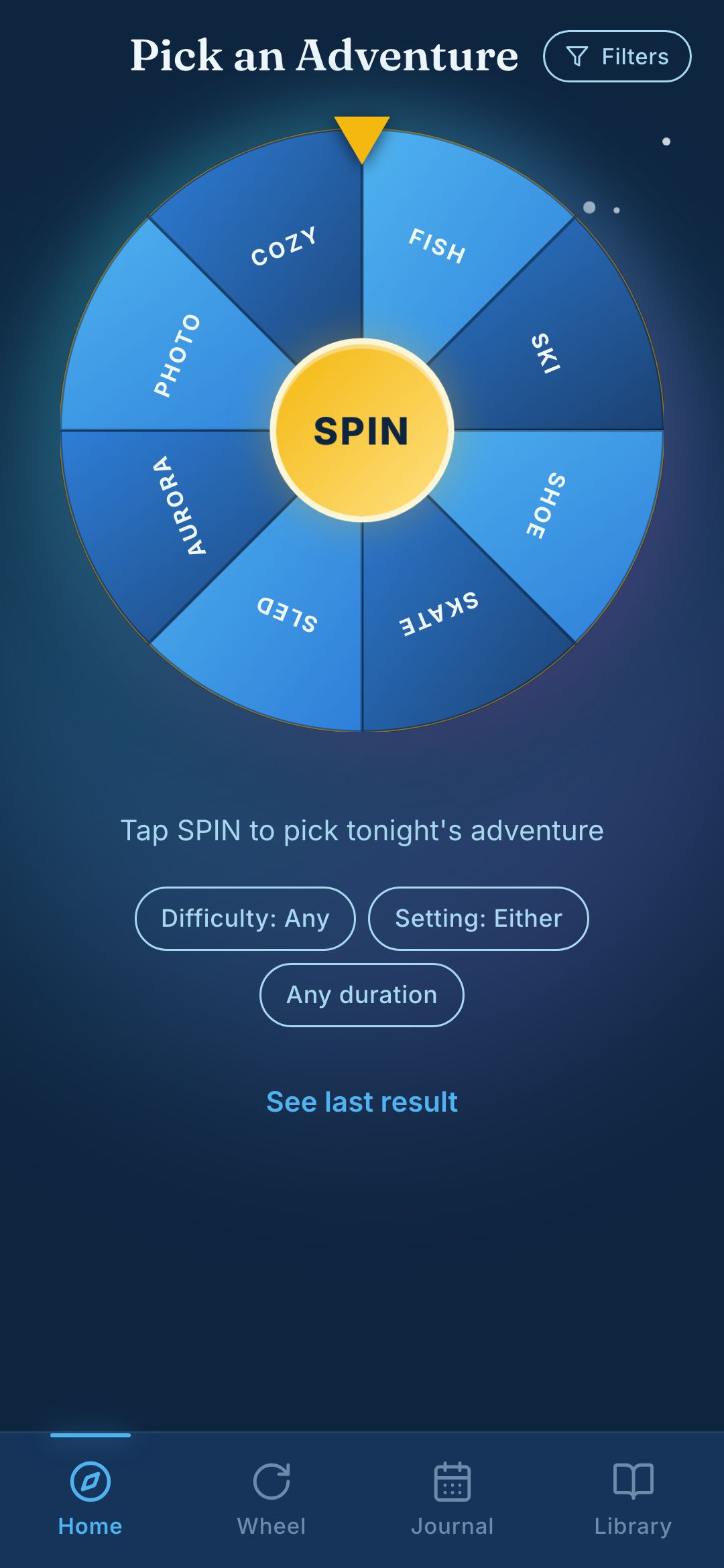 Decision wheel screen