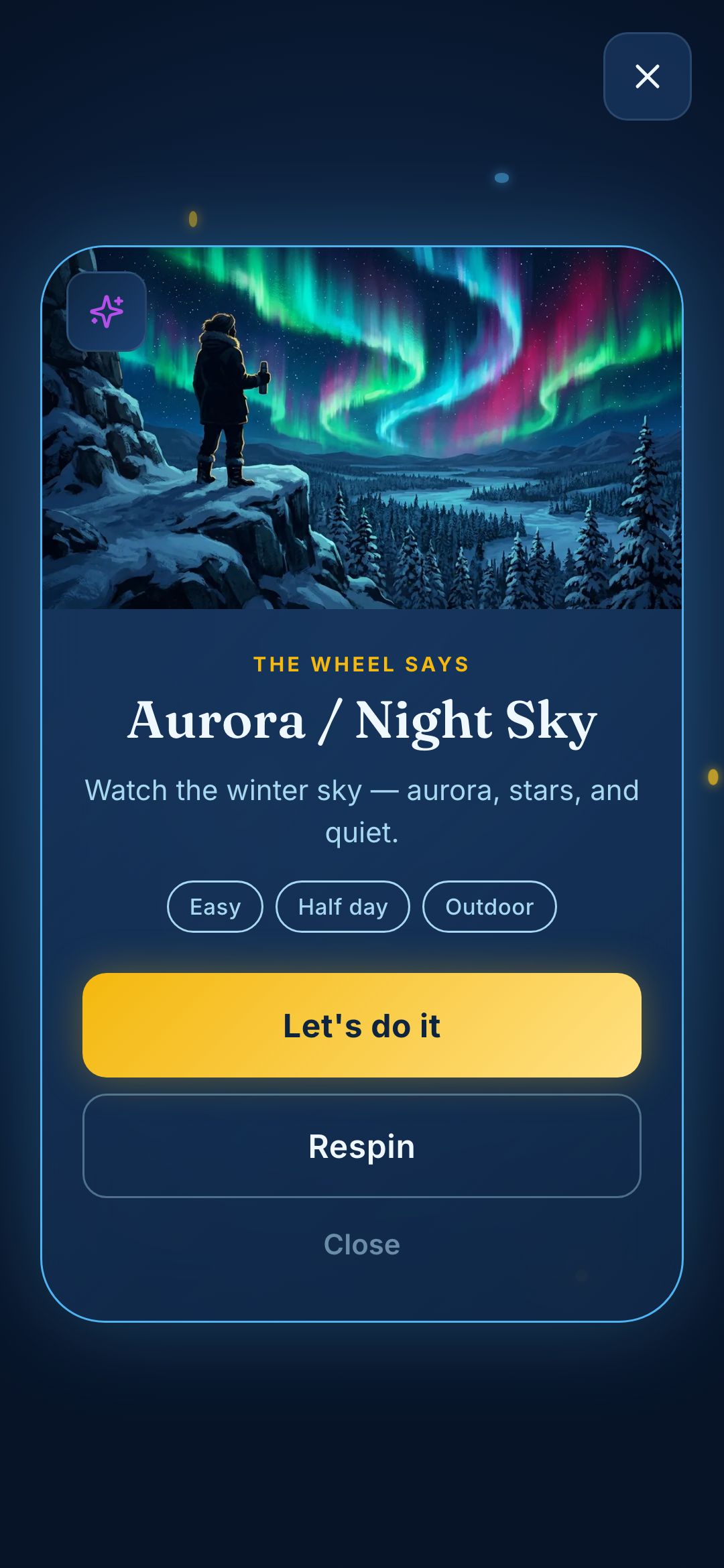 Wheel result screen